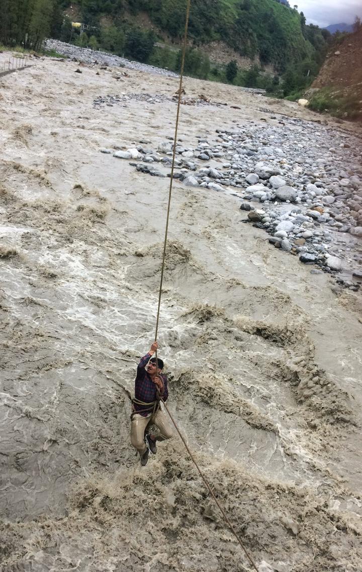 Flood in Beas river in Manali