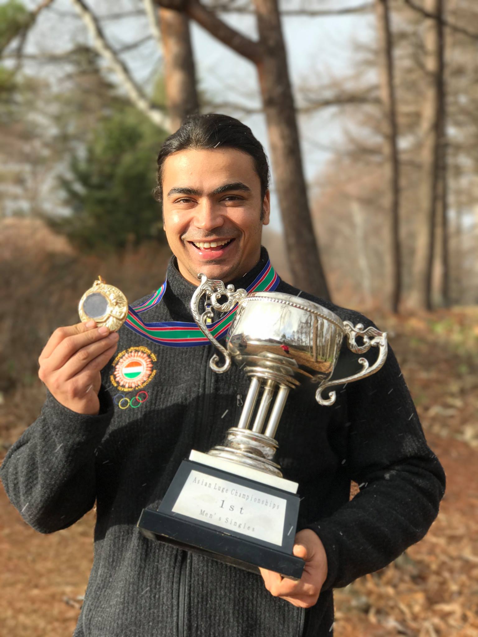 Shiva Keshavan after winning gold medal